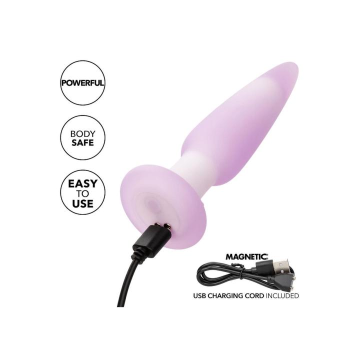 Smukły wibrujący plug analny fioletowy 10 trybów