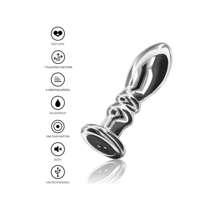 Metalowy plug analny z wibracjami 8,9 cm | stal nierdzewna