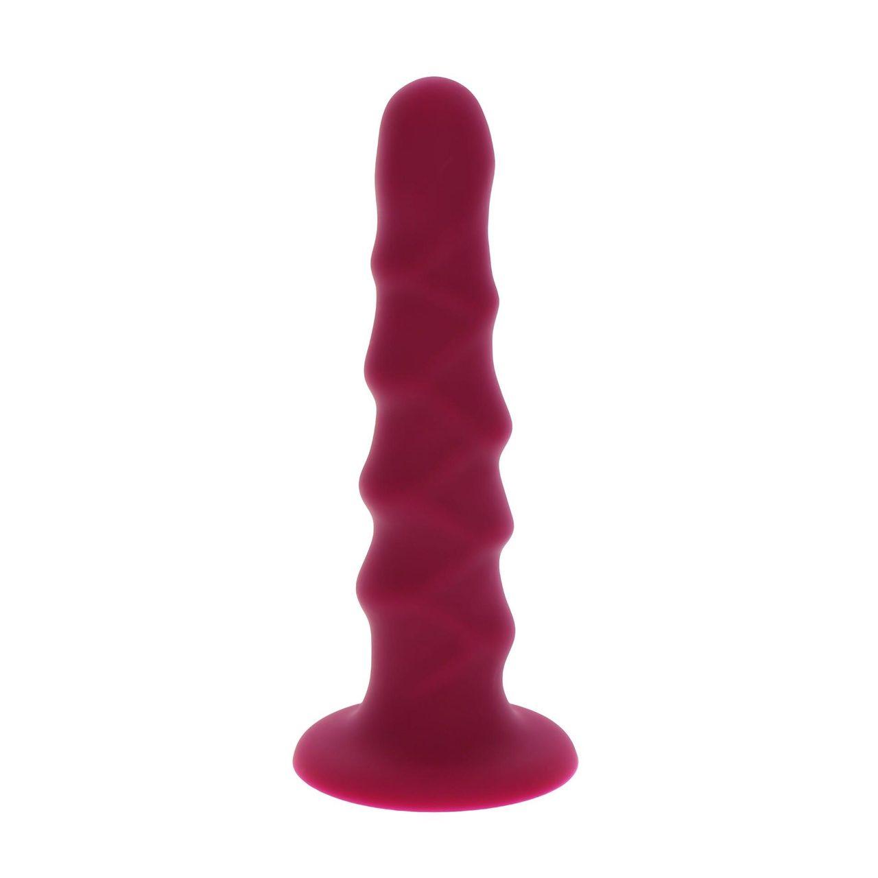Karbowane dildo analne z przyssawką 15,2 cm czerwone | Loris.pl