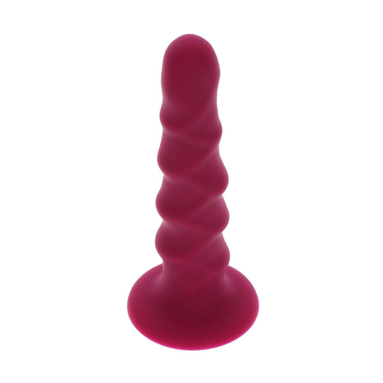 Karbowane dildo analne z przyssawką 15,2 cm czerwone | Loris.pl