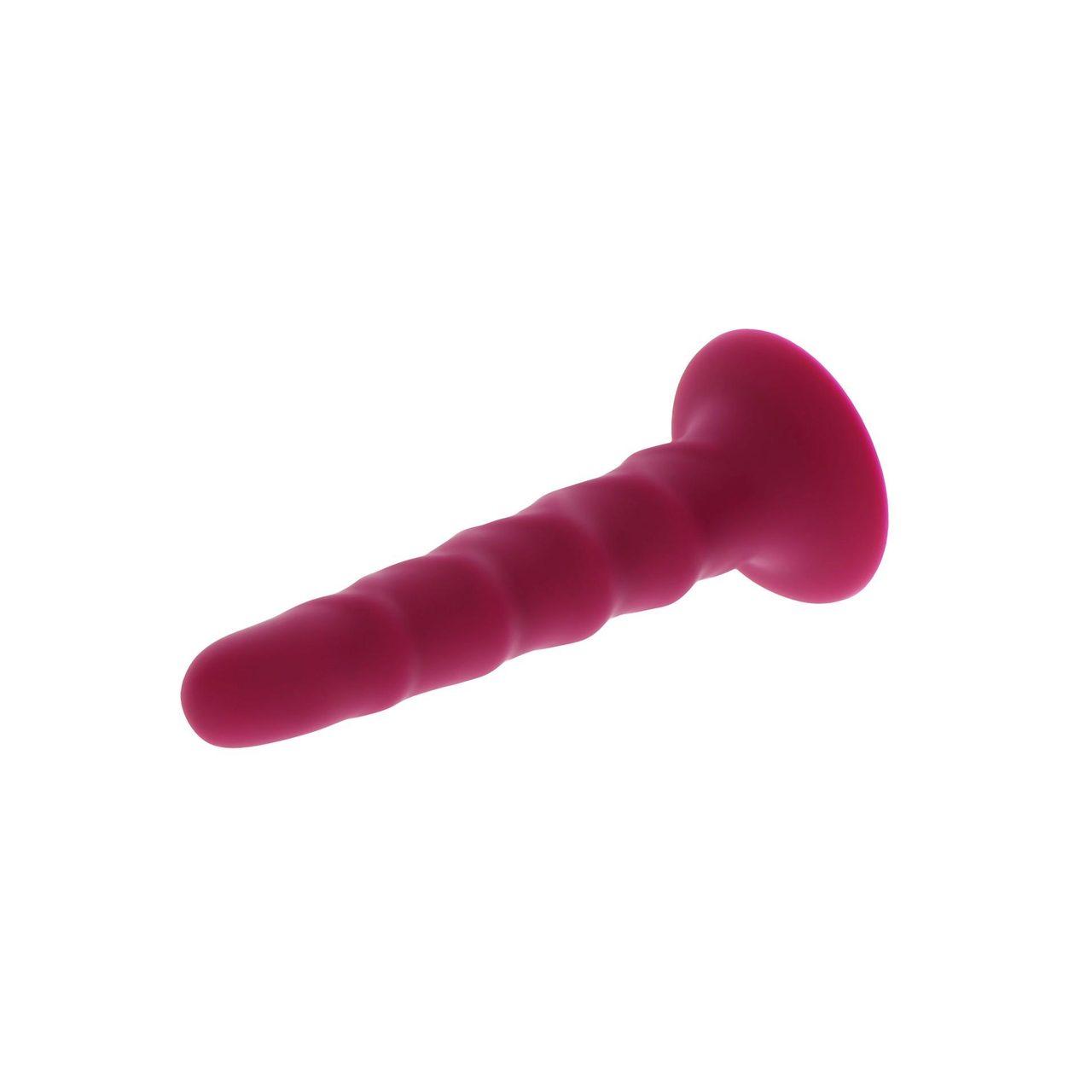 Karbowane dildo analne z przyssawką 15,2 cm czerwone | Loris.pl