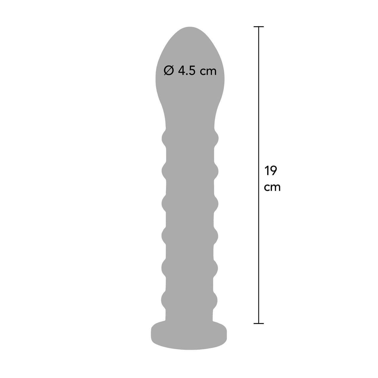 Czarne prążkowane dildo silikonowe 19 cm | kompatybilne z systemem lock