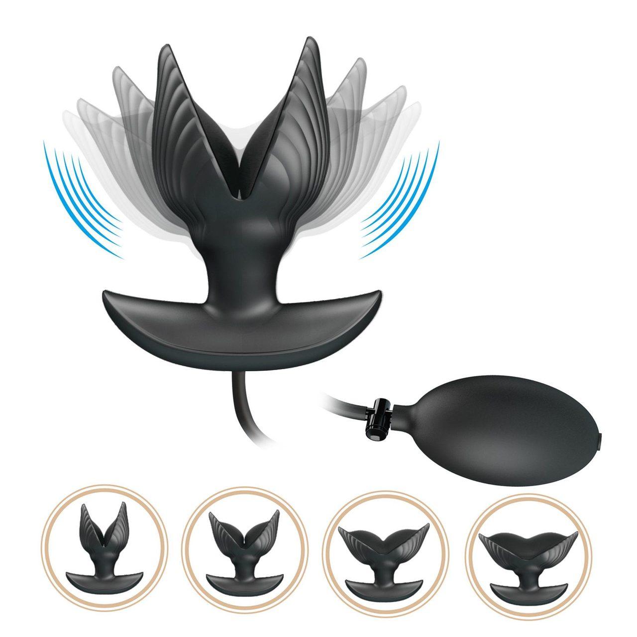 Pompowany korek analny z wibracjami i pompką | Wodoodporny plug