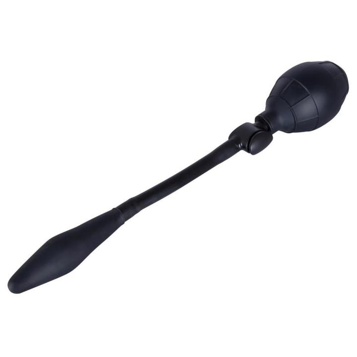 Pompowany plug analny silikonowy z zaworem spustu | Czarny 30 cm