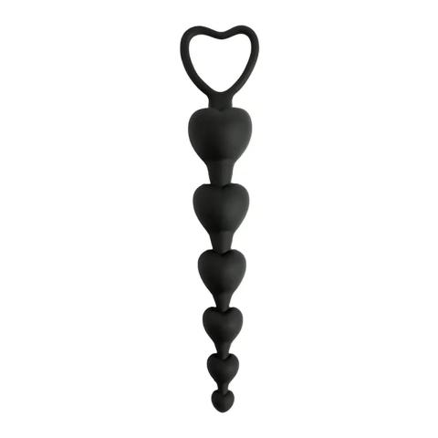 Czarne koraliki analne serduszka silikon 18 cm