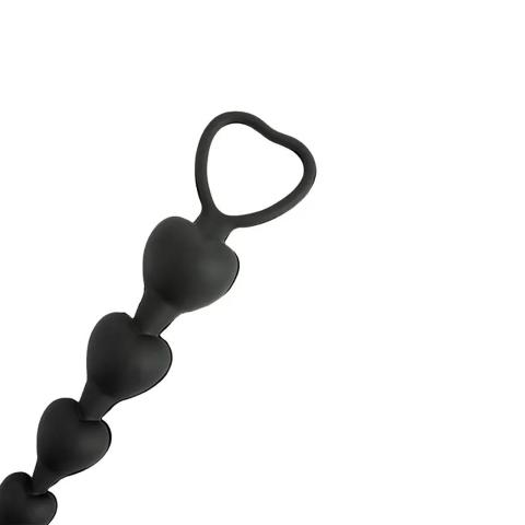 Czarne koraliki analne serduszka silikon 18 cm