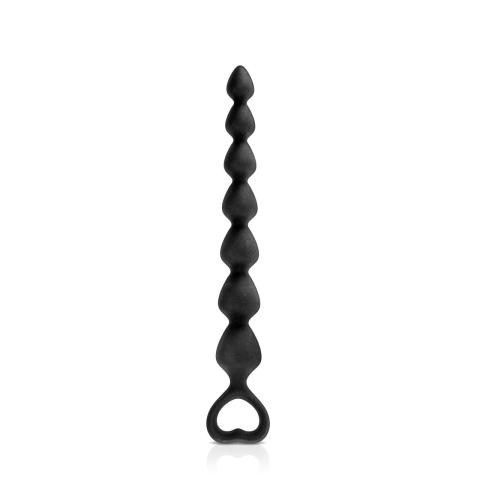Pręt analny z 7 kulkami silikonowy czarny 18 cm