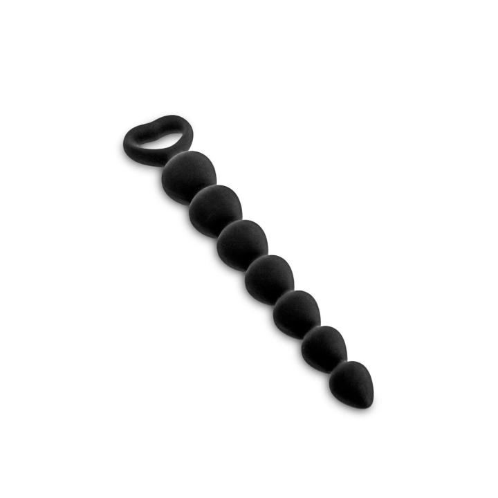 Pręt analny z 7 kulkami silikonowy czarny 18 cm | Loris.pl