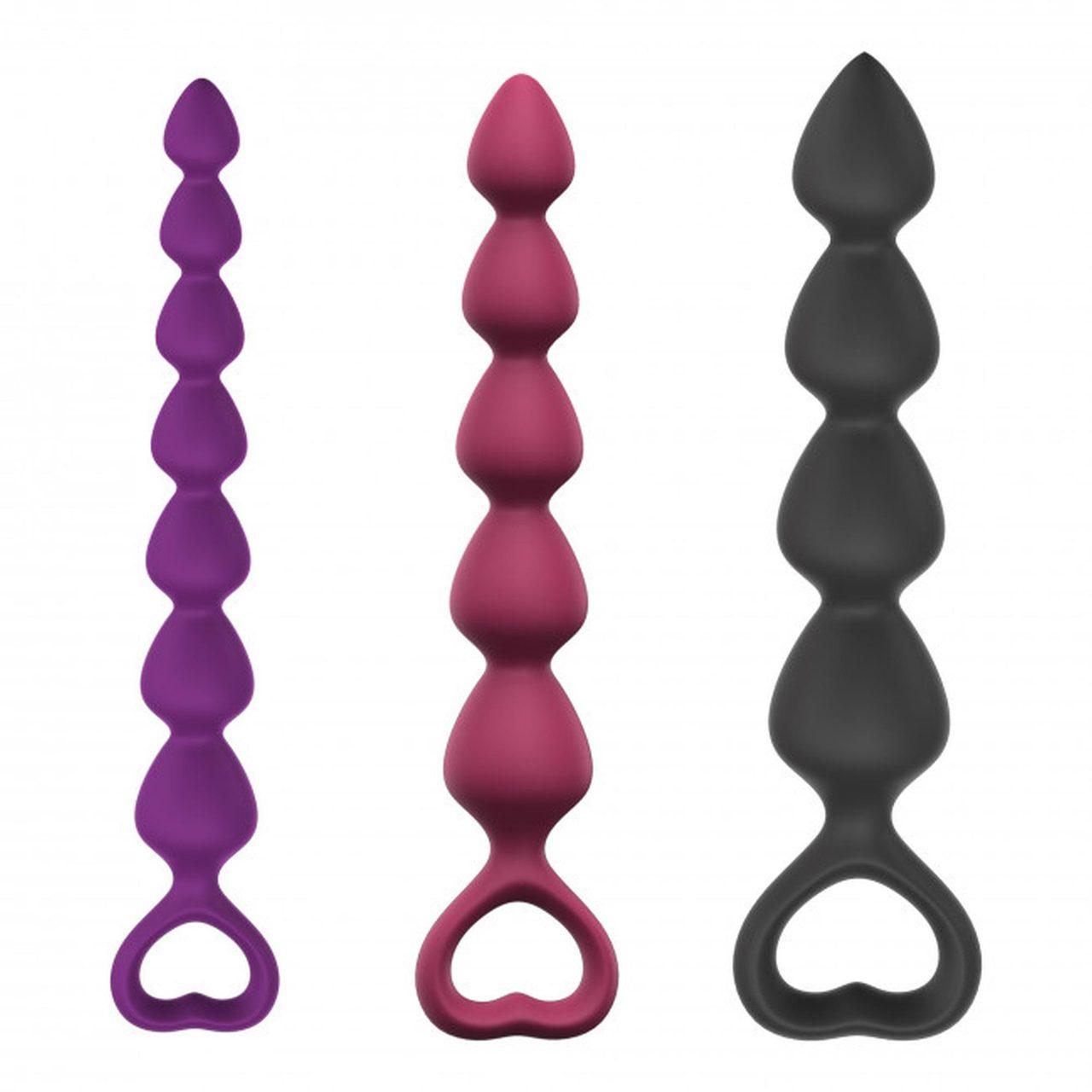 Łańcuszek analny 7 koralików z uchwytem serce S 15 cm | Loris.pl