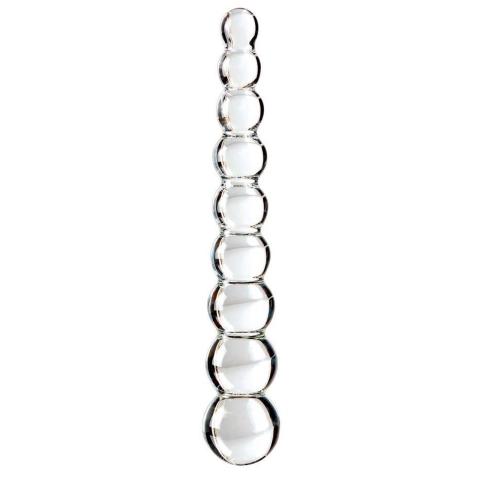 Szklane dildo analne z kulkami 22,5 cm – efekt ciepła i chłodu