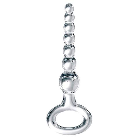 Szklany łańcuszek analny 7 kulek z kółkiem 20,5 cm