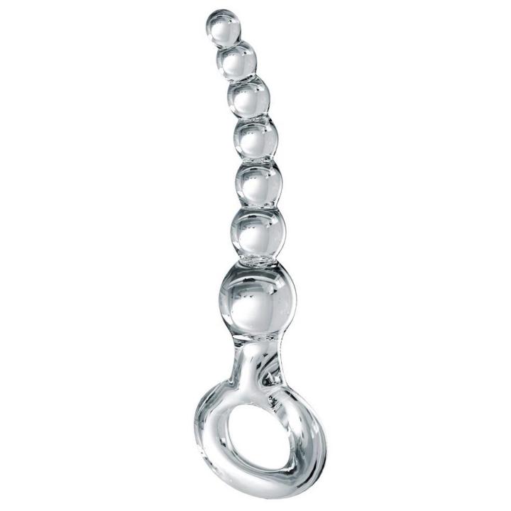 Szklany łańcuszek analny 7 kulek z kółkiem 20,5 cm | Loris.pl