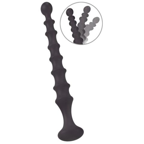 Silikonowa różdżka analna 26,9 cm z rowkami i uchwytem