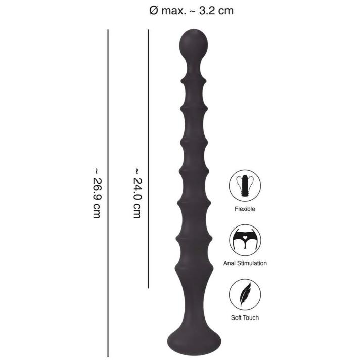 Silikonowa różdżka analna 26,9 cm z rowkami i uchwytem