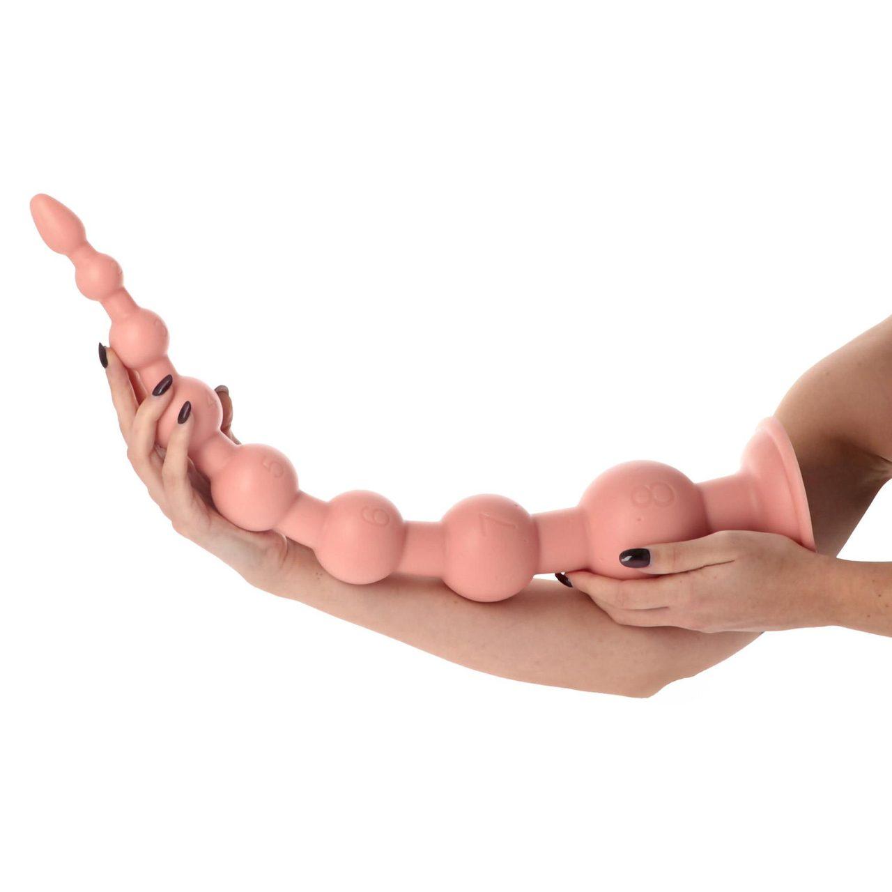 Cielisty korek analny XXL z kulami 58,5 cm i przyssawką | Loris.pl