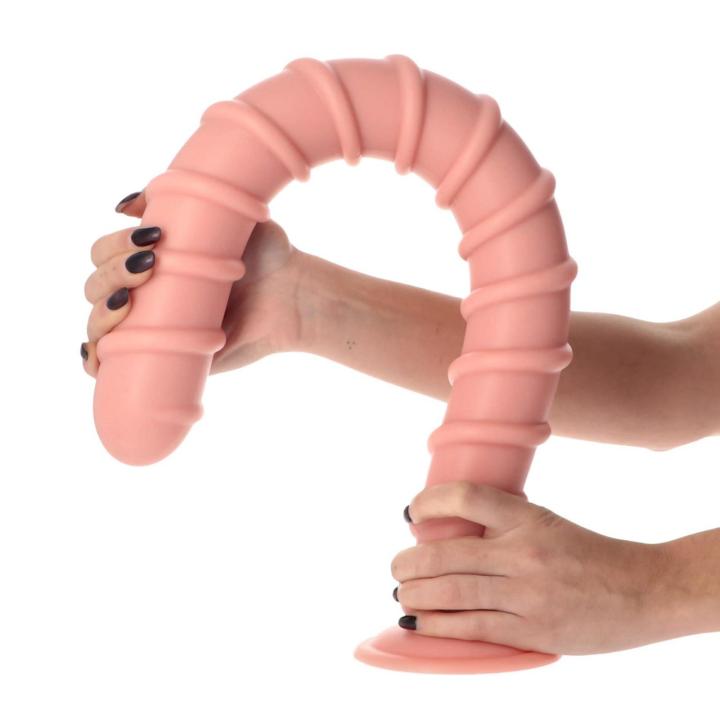 Spiralny pręt analny z przyssawką 58,5 cm cielisty | Loris.pl