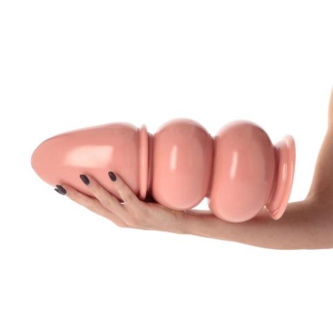 Korek analny XXL z przyssawką 35,5 cm – cielisty, falisty