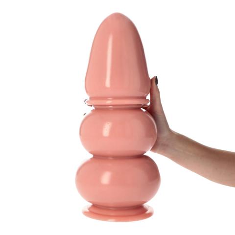 Korek analny XXL z przyssawką 35,5 cm – cielisty, falisty