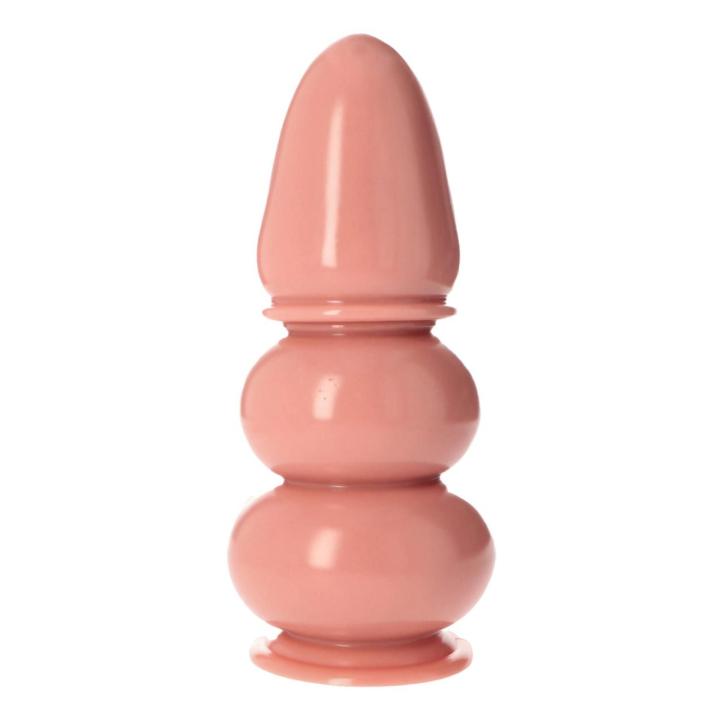 Korek analny XXL z przyssawką 35,5 cm – cielisty, falisty