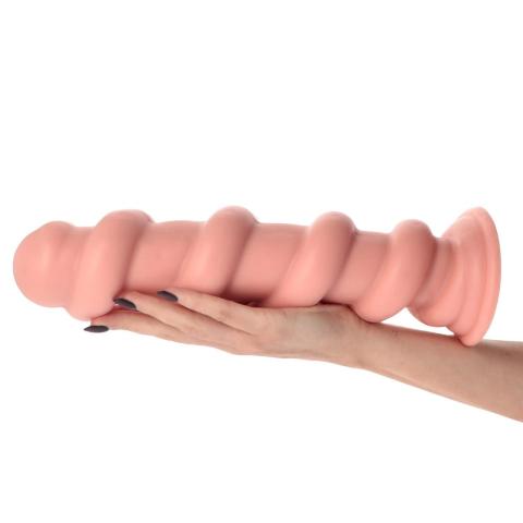 Spiralny korek analny z przyssawką 32 cm – cielisty