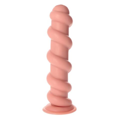 Spiralny korek analny z przyssawką 32 cm – cielisty