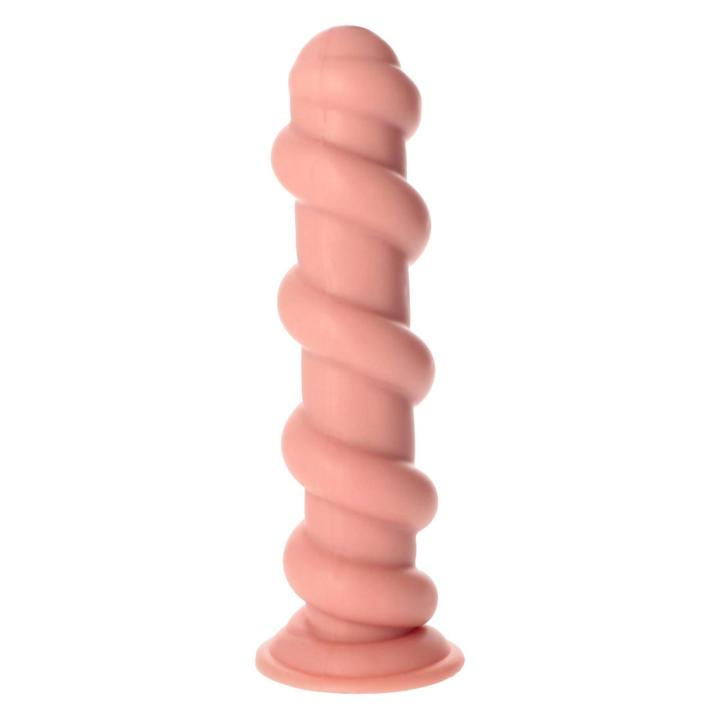 Spiralny korek analny z przyssawką 32 cm – cielisty