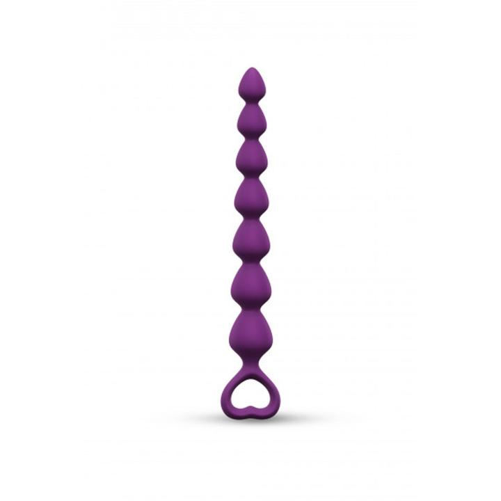 Łańcuszek analny 7 koralików z uchwytem serce S 15 cm | Loris.pl