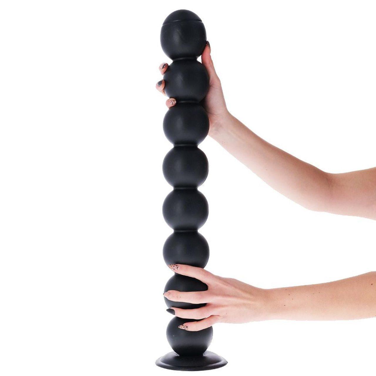 Czarny korek analny 8 kul 58 cm z przyssawką | Loris.pl