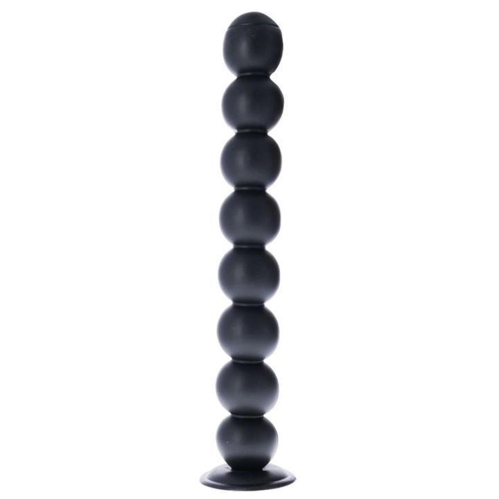 Czarny korek analny 8 kul 58 cm z przyssawką