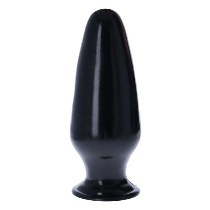 Duży korek analny z przyssawką 32 cm | Falisty plug PVC czarny