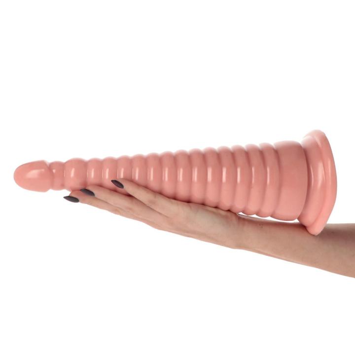 Piramidalny plug analny z przyssawką 32,5 cm cielisty | Loris.pl