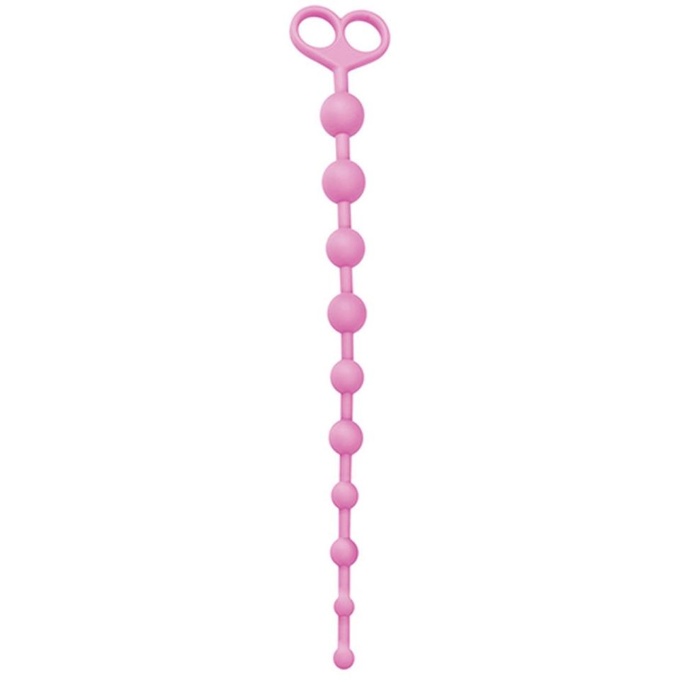 Różowy silikonowy łańcuszek analny z kulkami- 33,6 cm