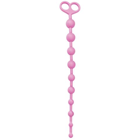 Różowy silikonowy łańcuszek analny z kulkami 33,6 cm