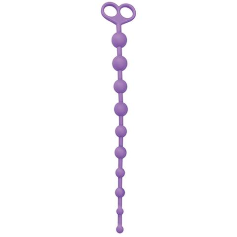 Silikonowy plug analny z kulkami 33,6 cm fioletowy – stopniowa penetracja