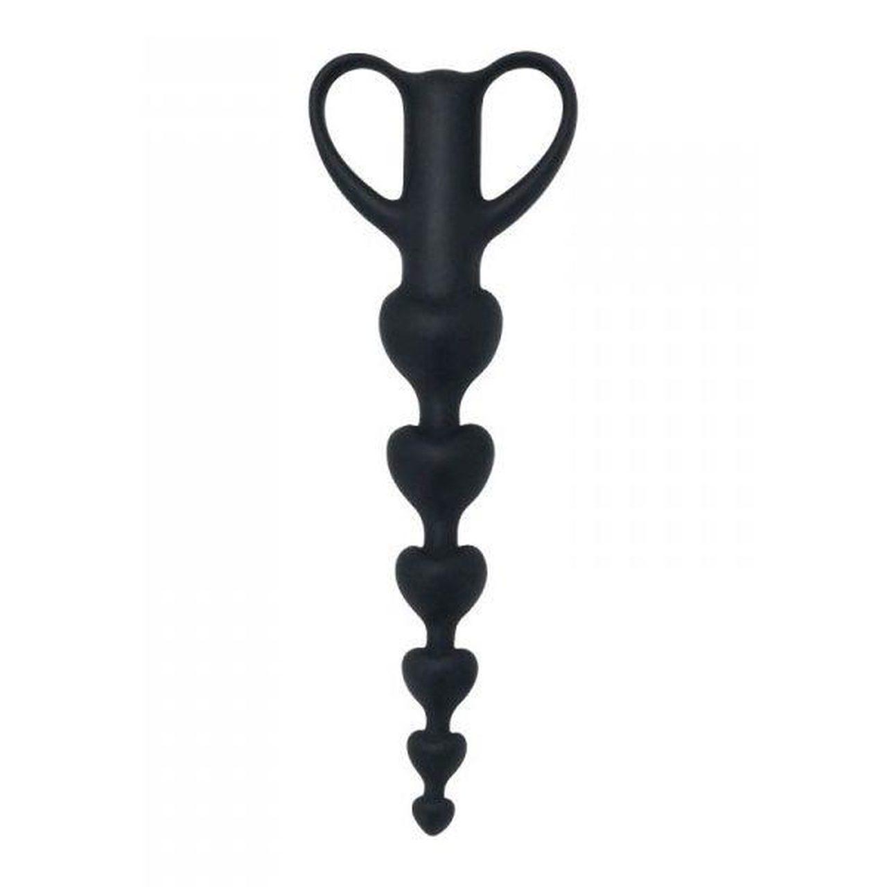 Silikonowy pręt analny z serduszkami i prążkami | Loris.pl