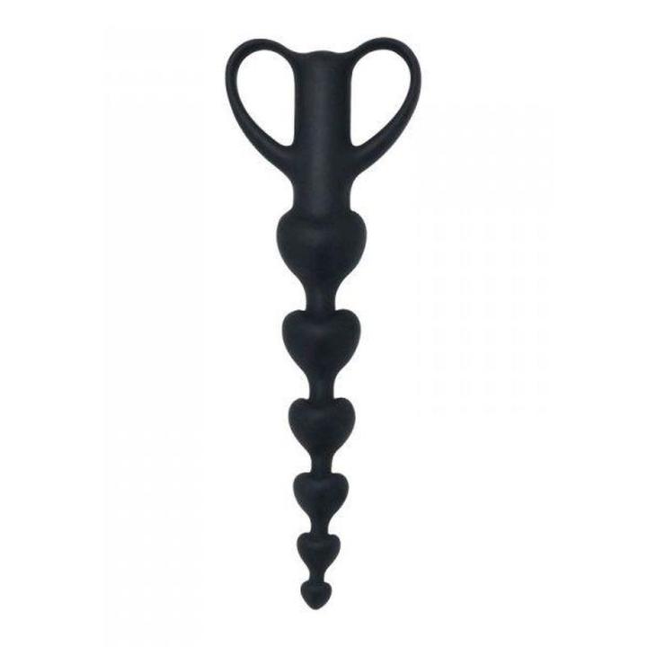 Silikonowy pręt analny z serduszkami i prążkami | Loris.pl