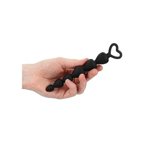 Silikonowe koraliki analne czarne 17,5 cm – wodoodporne