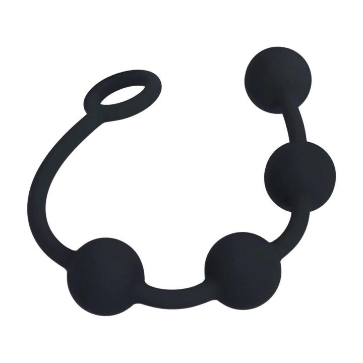 Silikonowe kulki analne M 30 mm czarne z pętlą | Loris.pl