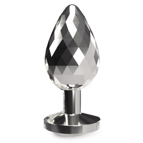 Srebrny metalowy plug analny z kryształem 9,7 cm