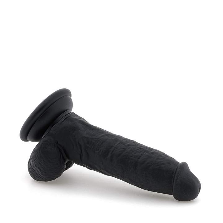 Czarne silikonowe dildo z jądrami dla kobiet – 13,5 cm