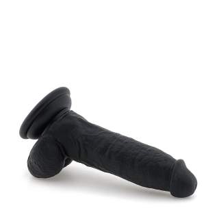 Czarne silikonowe dildo z jądrami dla kobiet - 13,5 cm