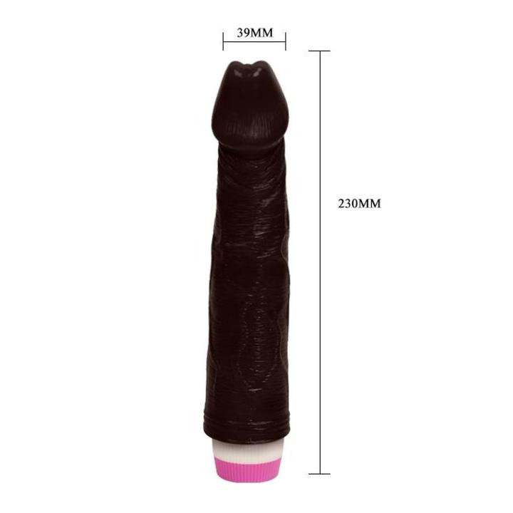 Żyłkowany wibrator dildo z pokrętłem i szeroką podstawą
