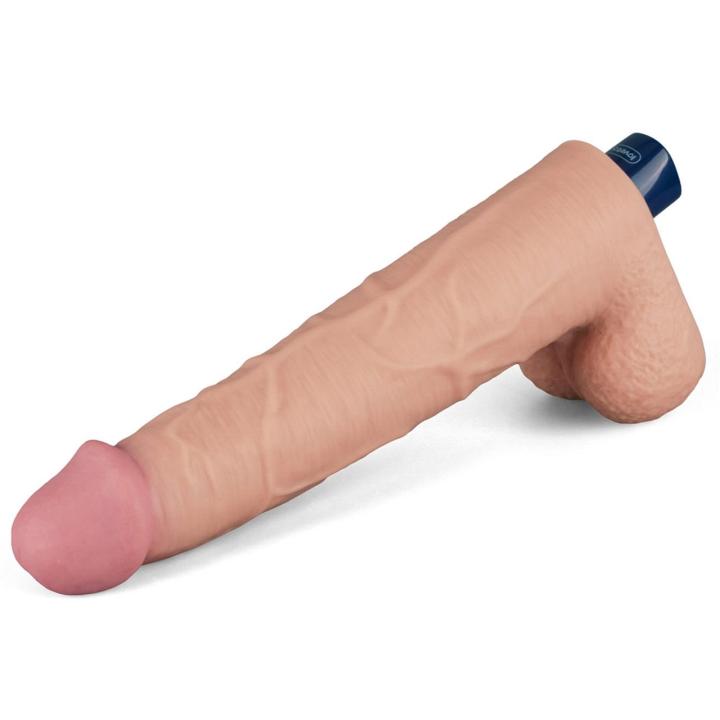 Realistyczne dildo wibracyjne 26,5 cm TPE | 10 trybów | Wodoodporne | USB