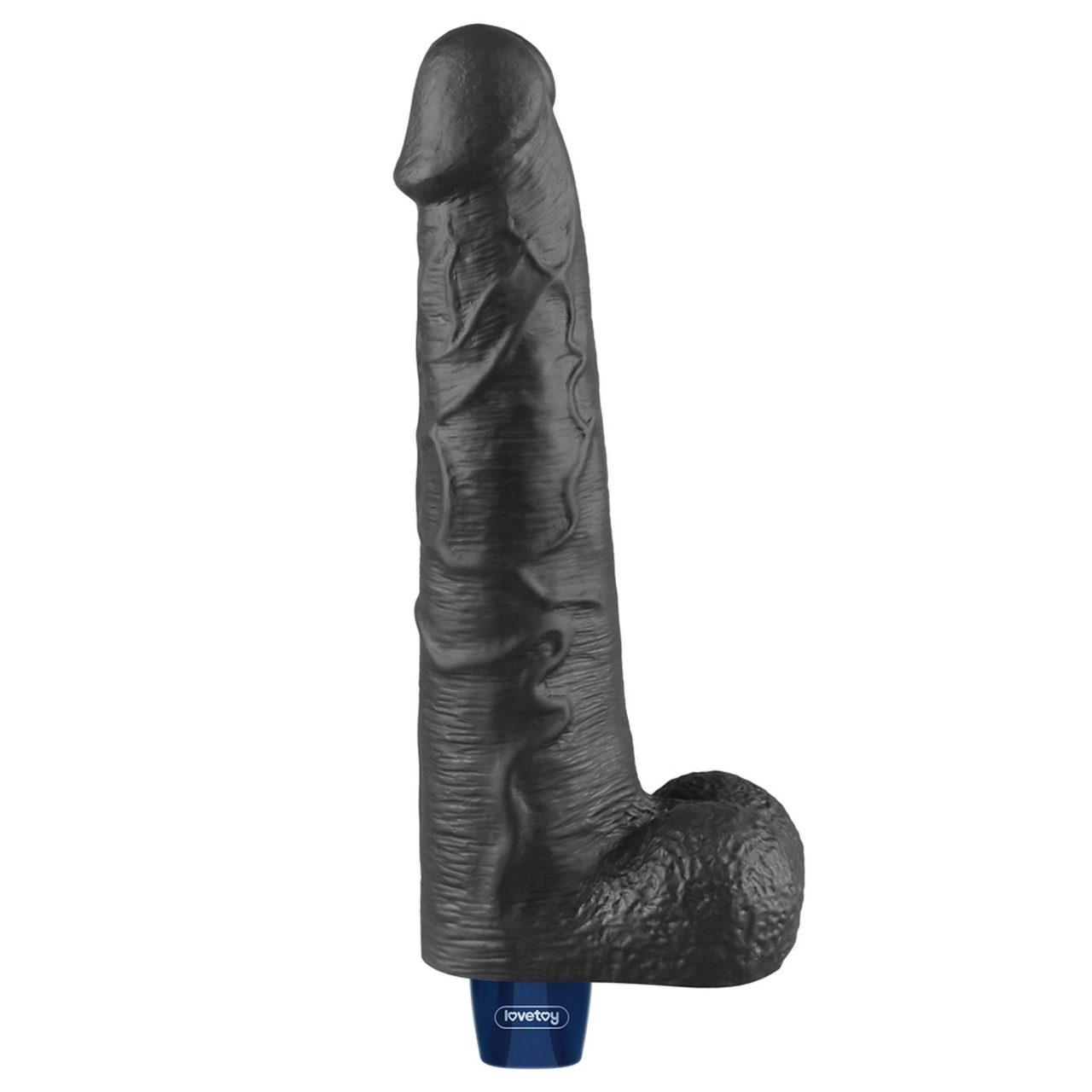 Realistyczne dildo wibrujące TPE 26,3 cm czarne | Ładowanie USB