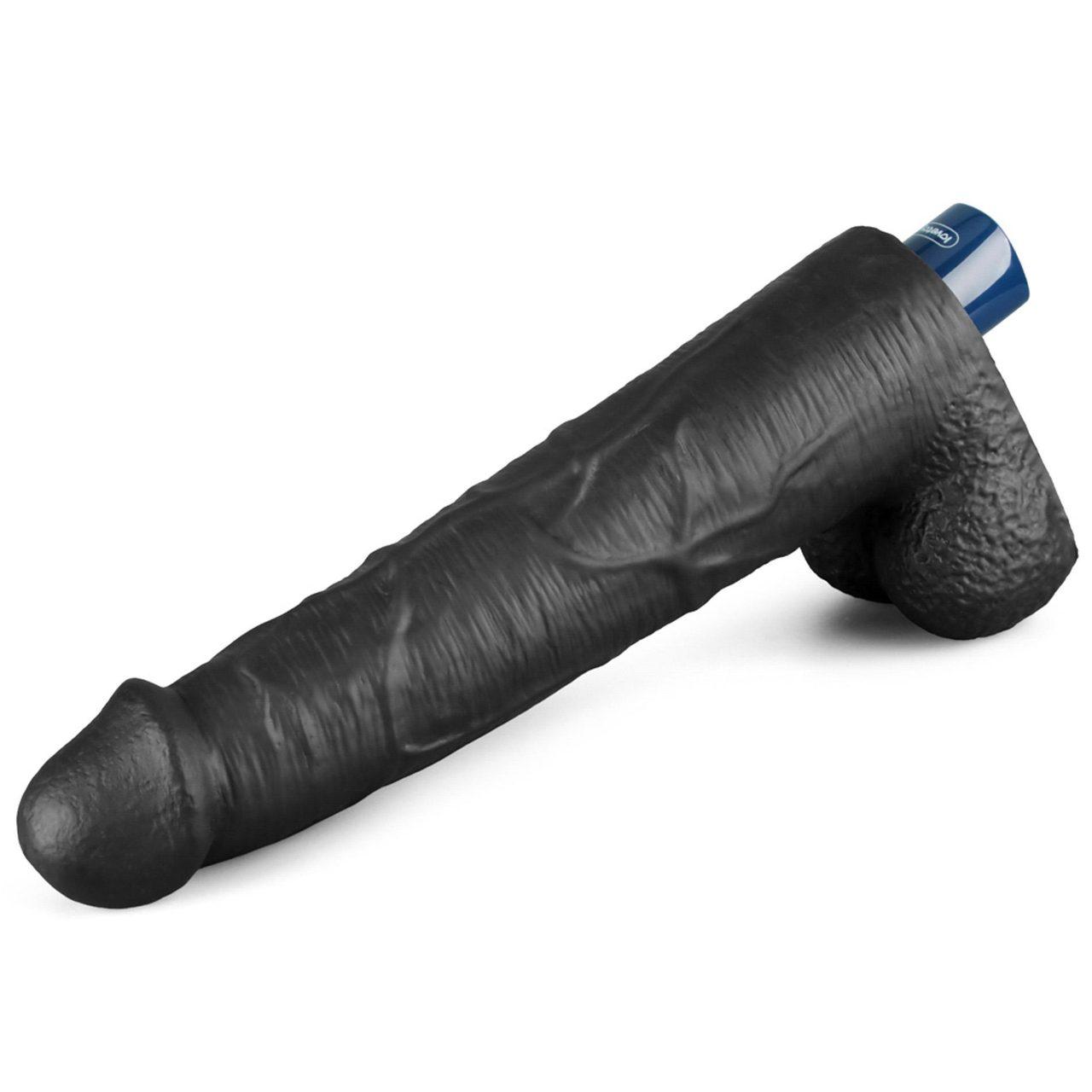 Realistyczne dildo wibrujące TPE 26,3 cm czarne | Ładowanie USB
