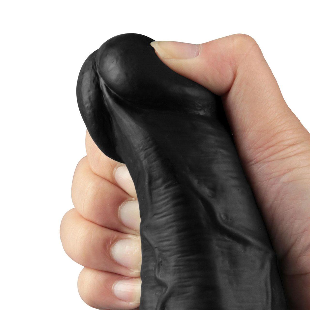 Realistyczne dildo wibrujące TPE 26,3 cm czarne | Ładowanie USB
