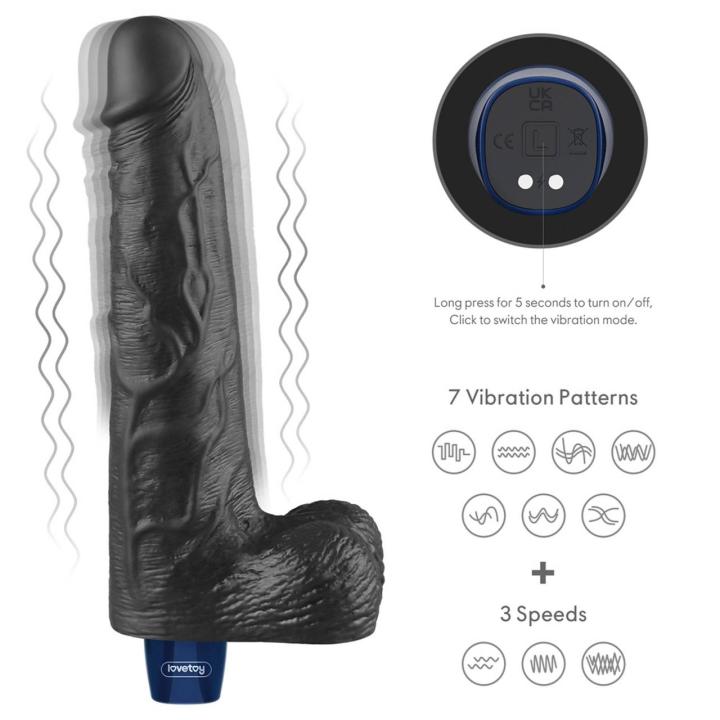 Realistyczny dildo wibrujący 25,5 cm TPE soft skin | Wodoodporny | USB