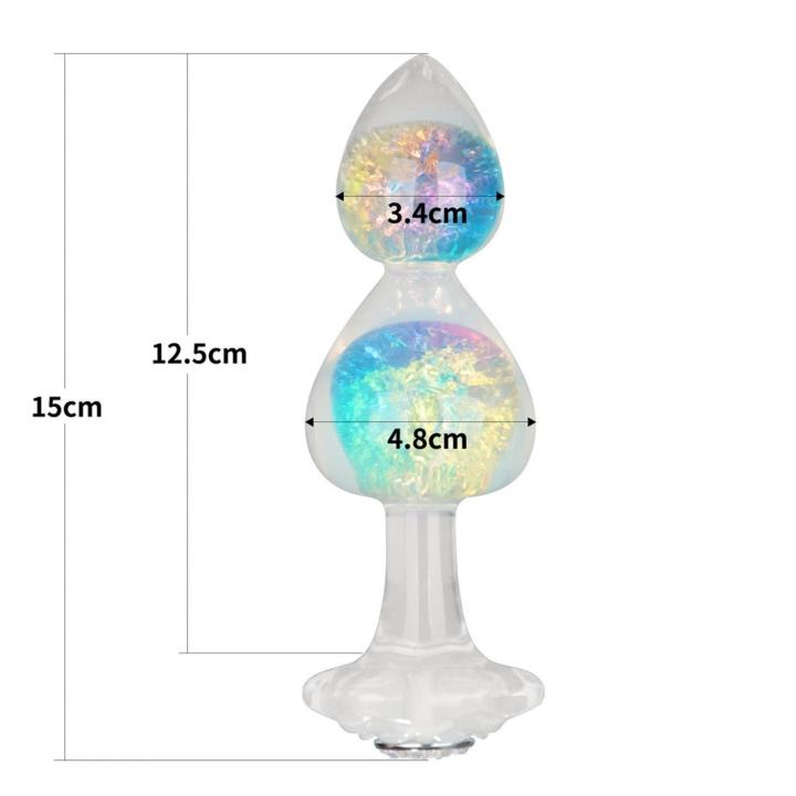 Silikonowy korek analny z podwójną szklaną kulą | Plug analny premium