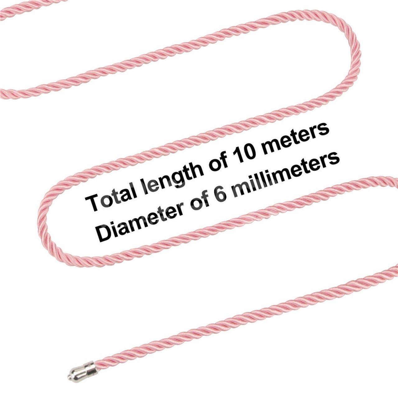Różowa jedwabista lina do bondage 10 m 6 mm z metalowymi końcówkami | Loris.pl
