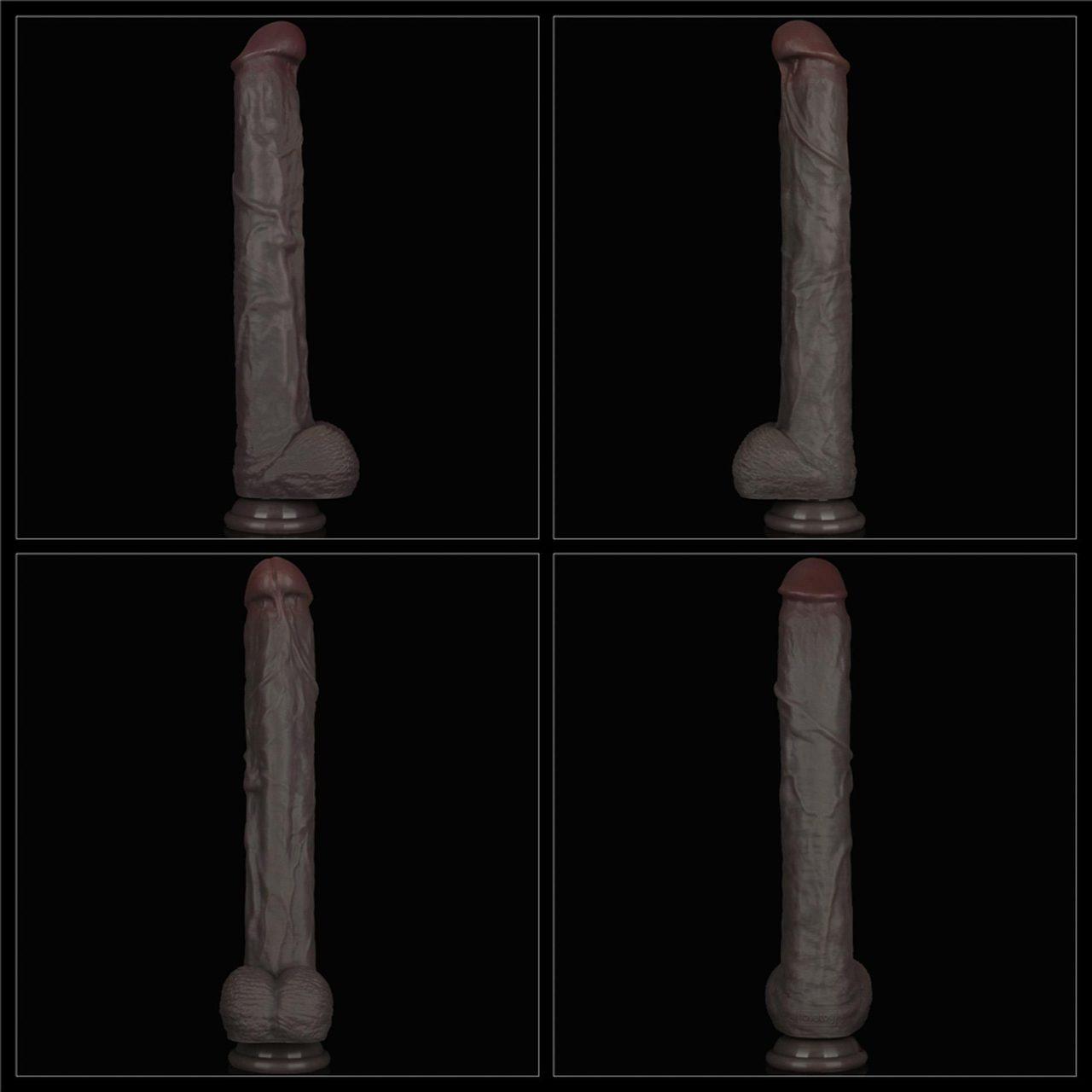 Realistyczne dildo XXL 36,8 cm z przyssawką i giętkim rdzeniem | Loris.pl